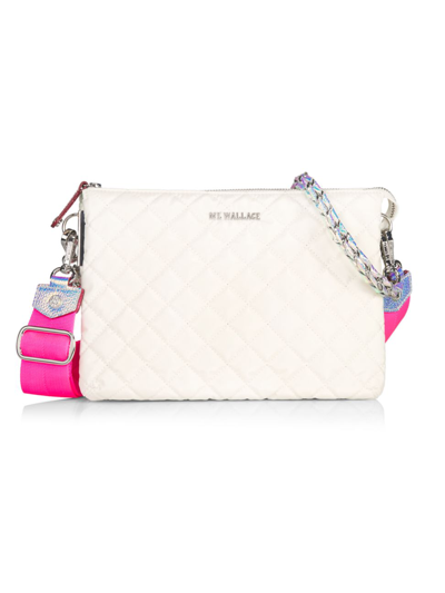 Shop Mz Wallace Women's Pippa Quilted Nylon Crossbody Bag In Neutral