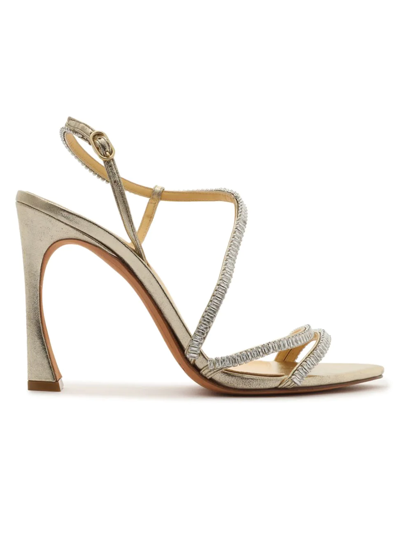 Shop Alexandre Birman Women's Alana 100 Embellished Metallic Leather Sandals In Golden