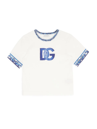 Shop Dolce & Gabbana Little Girl's & Girl's Logo Tris Maiolica T-shirt In White