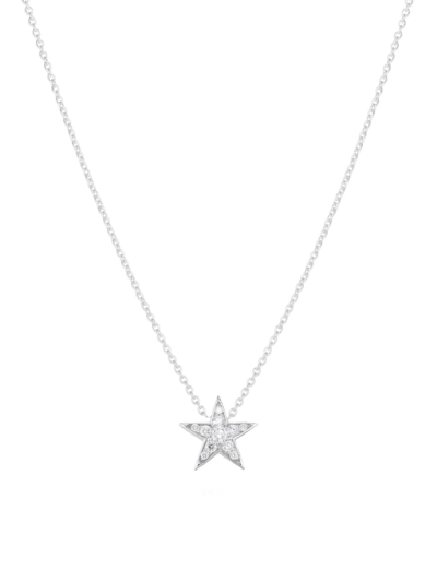 Shop Roberto Coin Women's Tiny Treasures 18k White Gold & 0.26 Tcw Diamond Star Necklace