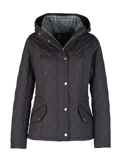 Shop Barbour Millfire Quilted Hooded Jacket In Navy Classic