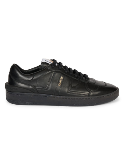 Shop Lanvin Men's Clay Low-top Leather Sneakers In Black