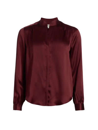 Shop L Agence Women's Bianca Silk Charmeuse Blouse In Black Cherry