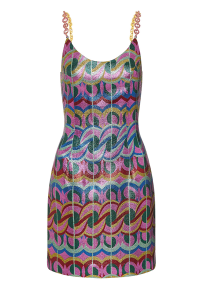 Shop Rebecca Vallance -  Tatiana Scoop Mini Dress  - Size 8 In Multi
