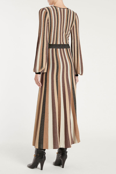 Shop Rebecca Vallance -  Marsha Knit Midi Dress  - Size M In Beige Stripe