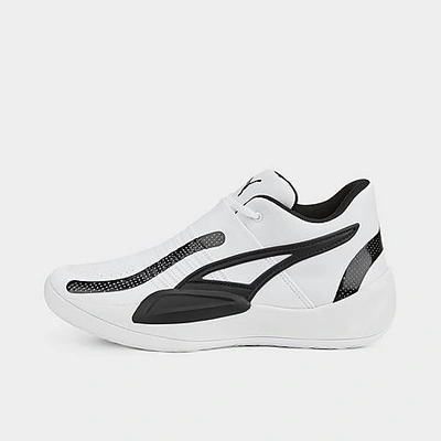 Shop Puma Men's Rise Nitro Basketball Shoes In  White/ Black
