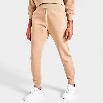 Shop Nike Women's Sportswear Phoenix Fleece High-waisted Jogger Sweatpants In Hemp/sail