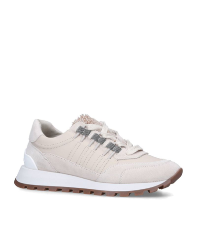 Shop Brunello Cucinelli Suede Runner Sneakers In Ivory