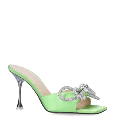Shop Mach & Mach Satin Double Bow Mules 95 In Green