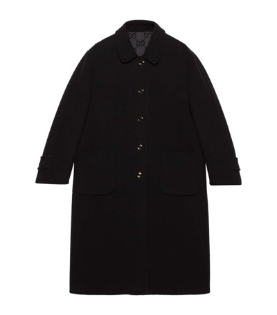 Shop Gucci Reversible Pea Coat In Black