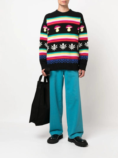 Msgm Wool Crew Neck Sweater In Schwarz