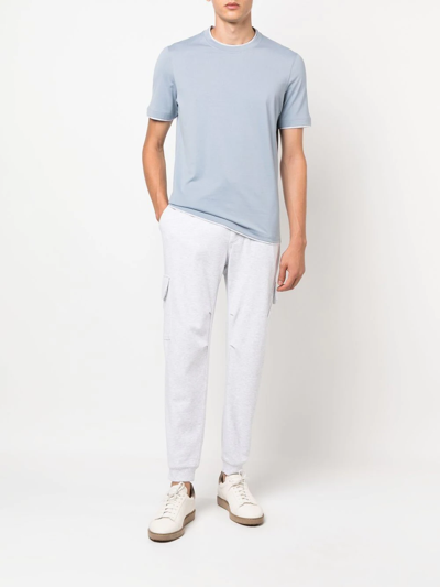 Brunello Cucinelli Contrast-trim Short-sleeve T-shirt In Blau
