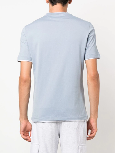 Brunello Cucinelli Contrast-trim Short-sleeve T-shirt In Blau