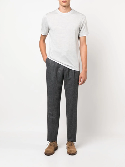 Shop Brunello Cucinelli Drawstring Straight-leg Trousers In Grau