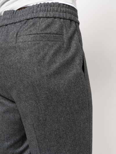 Shop Brunello Cucinelli Drawstring Straight-leg Trousers In Grau