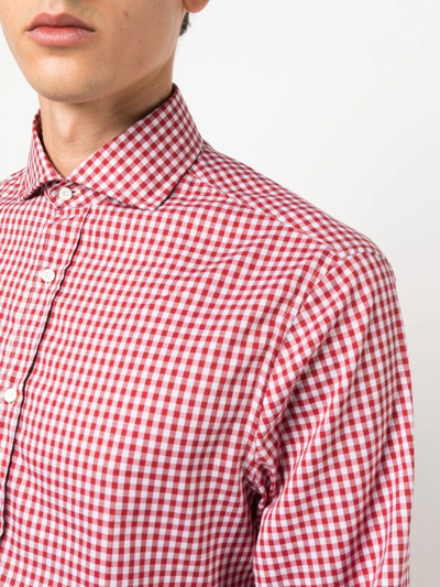 Brunello Cucinelli Gingham-print Button-up Shirt In Rot