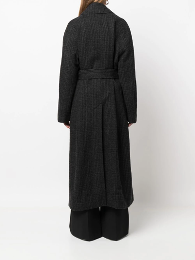 Shop Filippa K Check-pattern Long-length Coat In Grey
