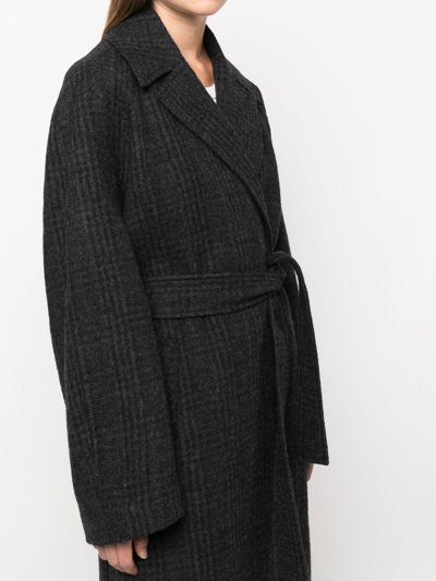 Shop Filippa K Check-pattern Long-length Coat In Grey