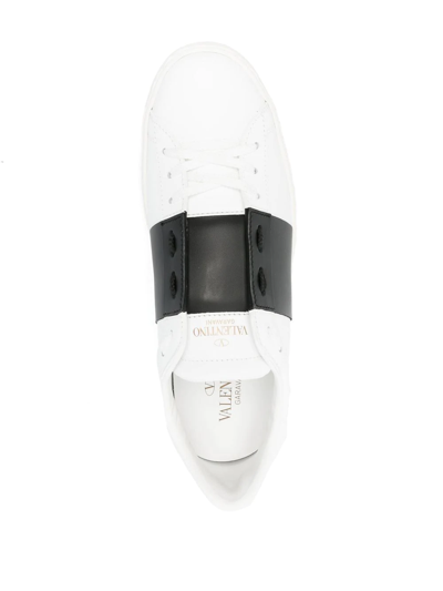 Shop Valentino Open Low-top Sneakers In Bianco Nero
