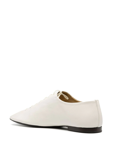 Shop Lemaire Lace-up Leather Loafers In Wh000 - White