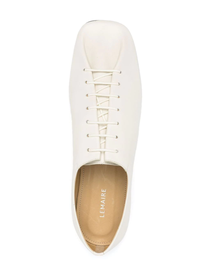 Shop Lemaire Lace-up Leather Loafers In Wh000 - White