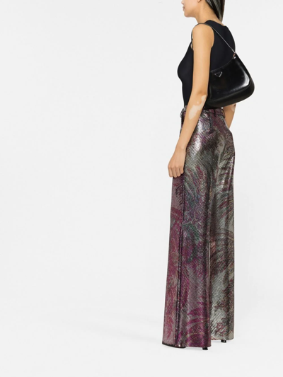 Shop Etro Printed Micro Plates Palazzo Trousers In Rosa