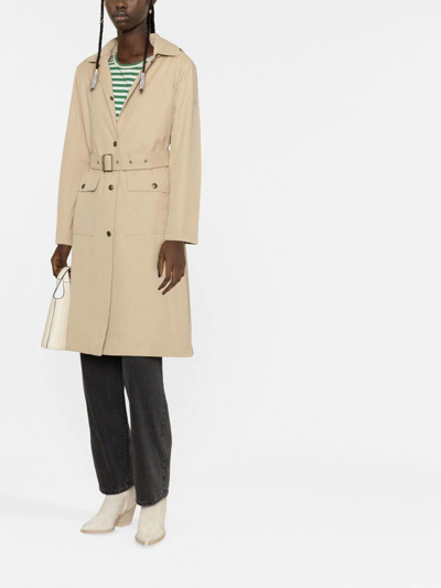 Shop Lauren Ralph Lauren Belted Mid-length Trench Coat In Nude