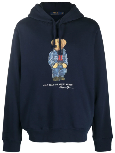 Polo Ralph Lauren Navy Polo Bear Hoodie In Blue | ModeSens