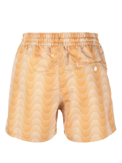 Shop Frescobol Carioca Sombra Print Swim Shorts In Gelb