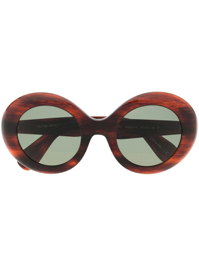 Shop Oliver Peoples Dejeanne Bubble Sunglasses In Brown