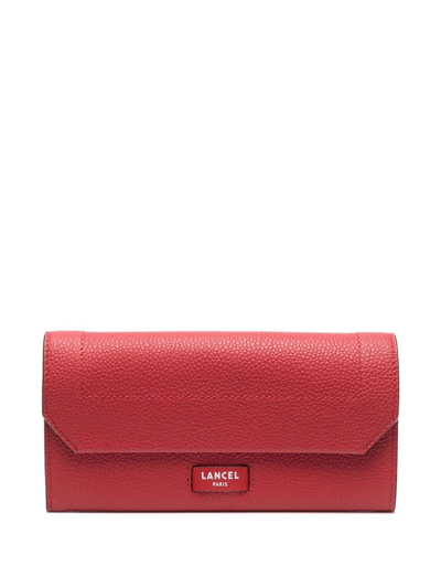 Shop Lancel Leather Slim Flap Wallet In Red