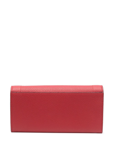 Shop Lancel Leather Slim Flap Wallet In Red