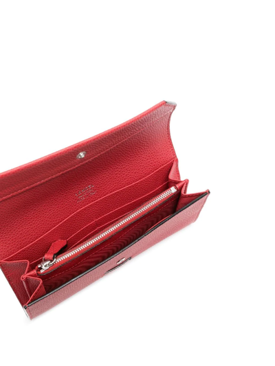 Shop Lancel Leather Slim Flap Wallet In Red