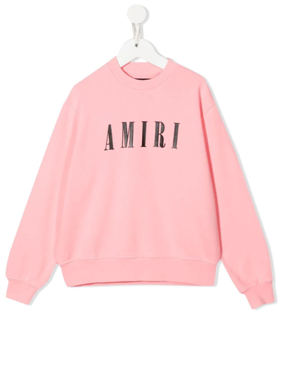 Shop Amiri Logo-print Long-sleeve Sweatshirt In Rosa