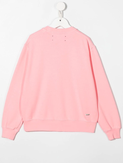 Shop Amiri Logo-print Long-sleeve Sweatshirt In Rosa