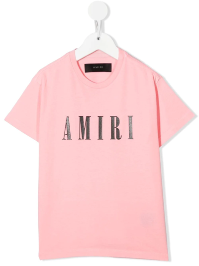 Shop Amiri Logo-print Short-sleeve T-shirt In Rosa