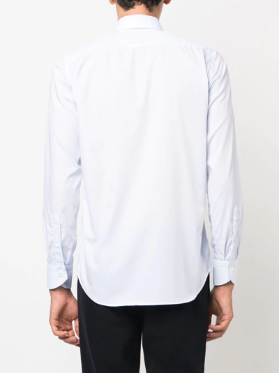 Shop Canali Plain Long-sleeve Shirt In Blau