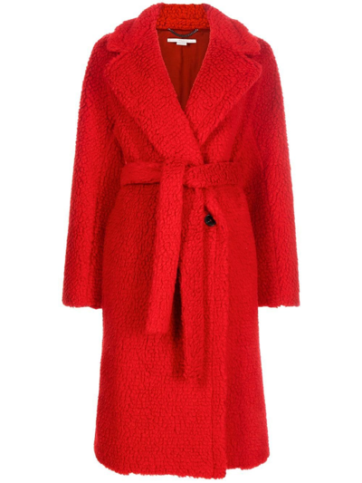 Shop Stella Mccartney Belted Teddy Coat In Rot