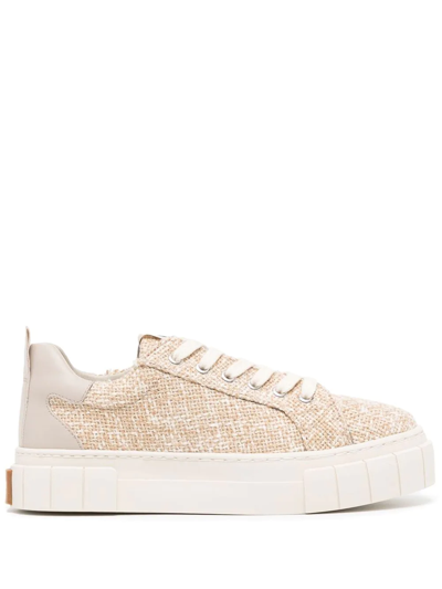 Shop Good News Woven-leather Sneakers In Neutrals