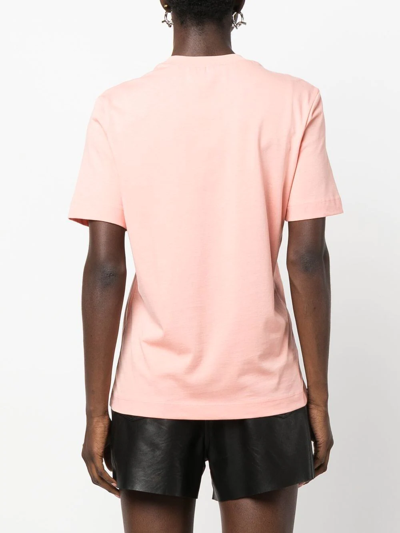 Shop Love Moschino Logo-appliqué Cotton T-shirt In Rosa