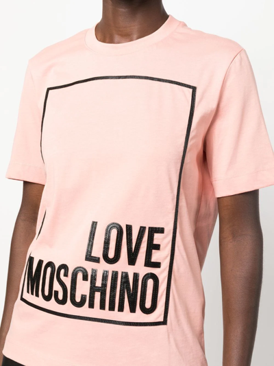 Shop Love Moschino Logo-appliqué Cotton T-shirt In Rosa