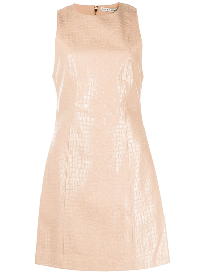 Shop Alice And Olivia Daven Snakeskin-effect Mini-dress In Nude