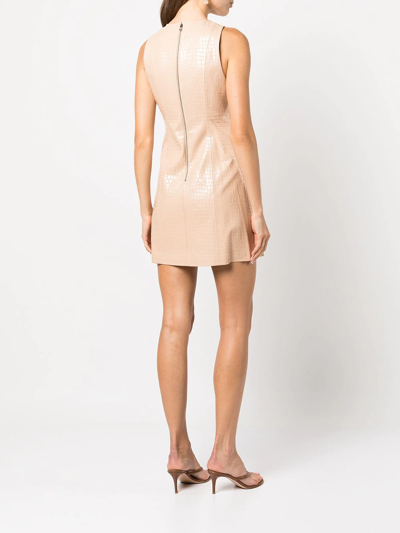 Shop Alice And Olivia Daven Snakeskin-effect Mini-dress In Nude