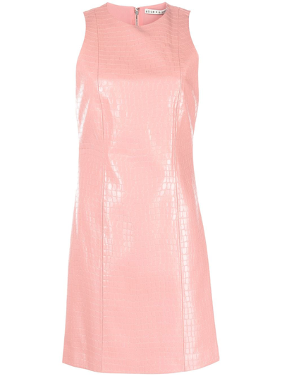 Shop Alice And Olivia Daven Snakeskin-effect Mini-dress In Rosa