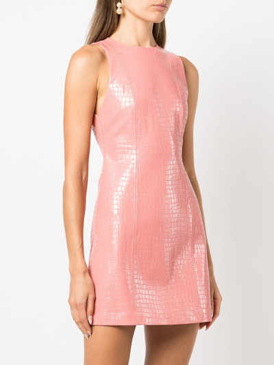 Shop Alice And Olivia Daven Snakeskin-effect Mini-dress In Rosa