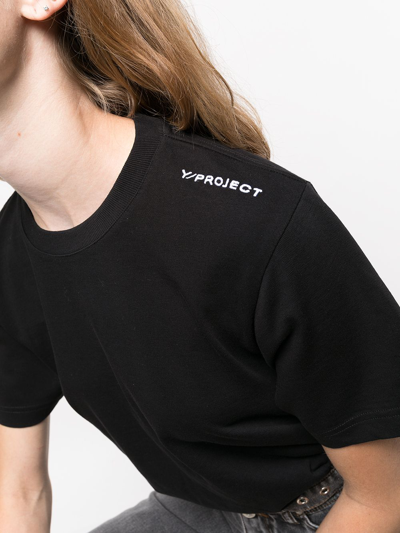 Shop Y/project Ruched Asymmetric T-shirt Bodysuit In Schwarz