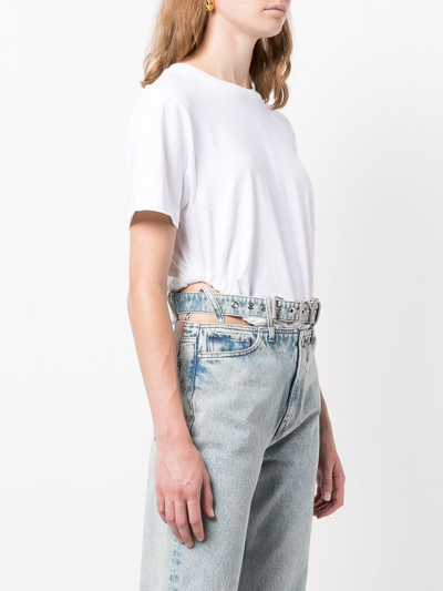 Shop Y/project Ruched Asymmetric T-shirt Bodysuit In Weiss