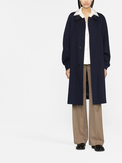 Maison Margiela Single-breasted Mid-length Coat In Blau