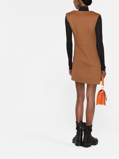 Shop Ermanno Scervino Sleeveless Flared Mini Dress In Brown