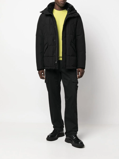 Woolrich Hooded Feather Down Coat In Schwarz